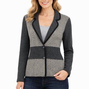 Saks Fifth Avenue Women's Cardigan Sweater Sz Medium 100% Super Fine Merino Wool